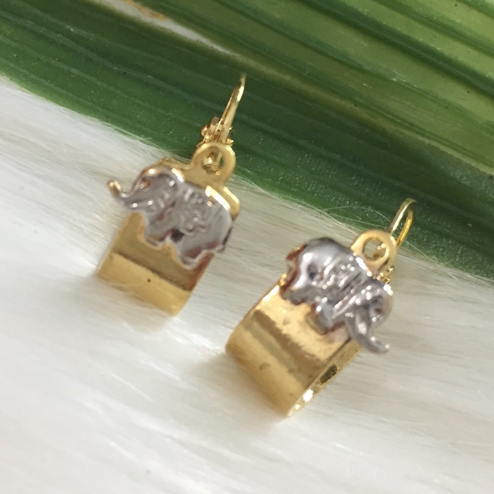 18 K Gold Filled Elephant Hoop Earrings. Small